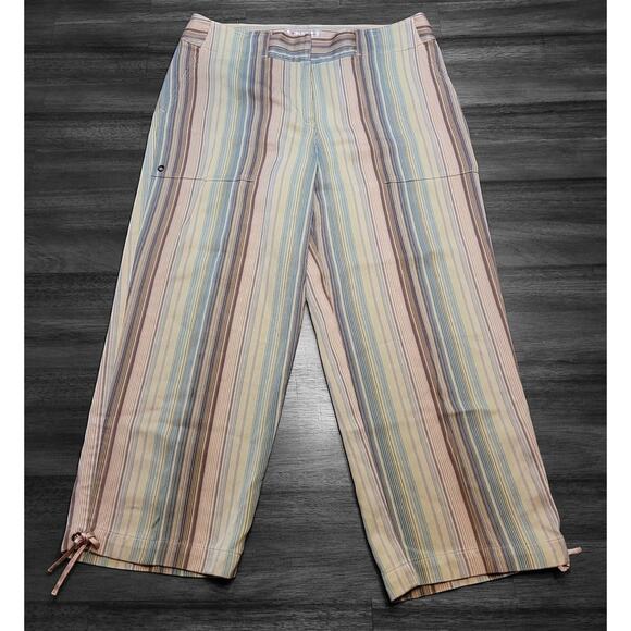 Tommy Bahama Stripe Silk Wide-Leg Capri Pants – Size 4 – Green/Brown – EUC - Picture 1 of 14